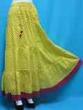 Yellow Cotton Printed Long Tyre Traditional Skirt